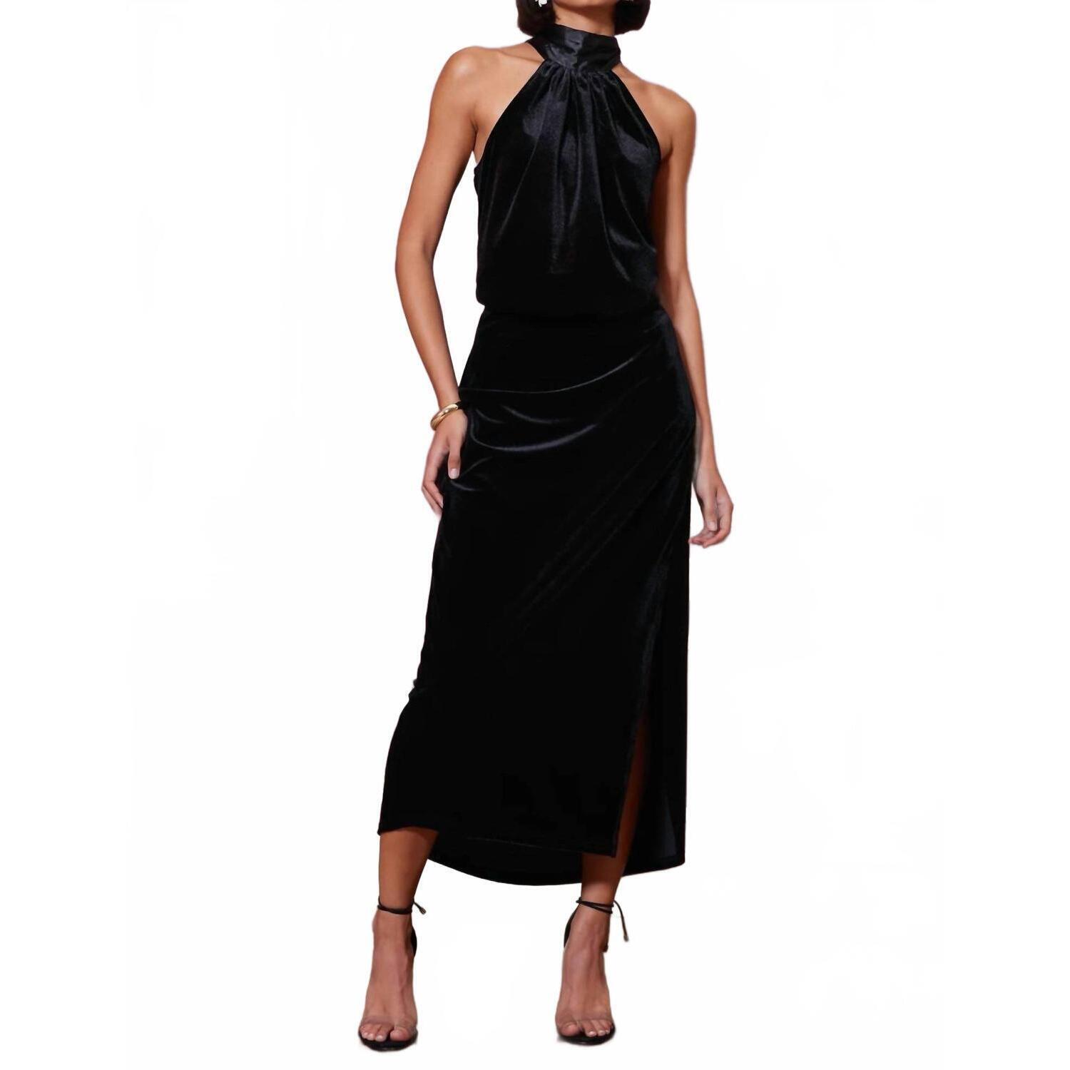 New Bishop + Young Luxe Velvet Slip Skirt In Black